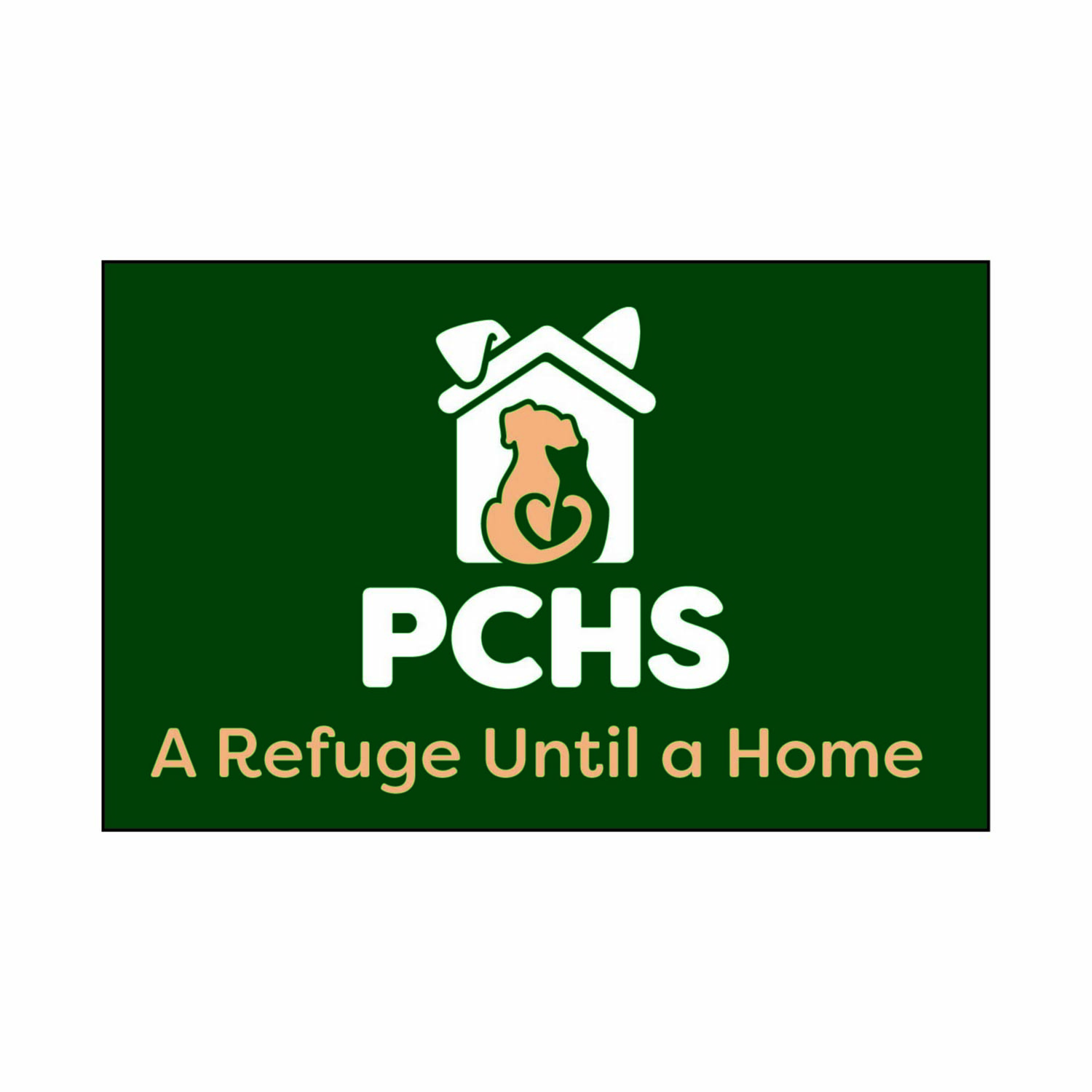 Rectangular label design of new Pickens County Humane Society logo.