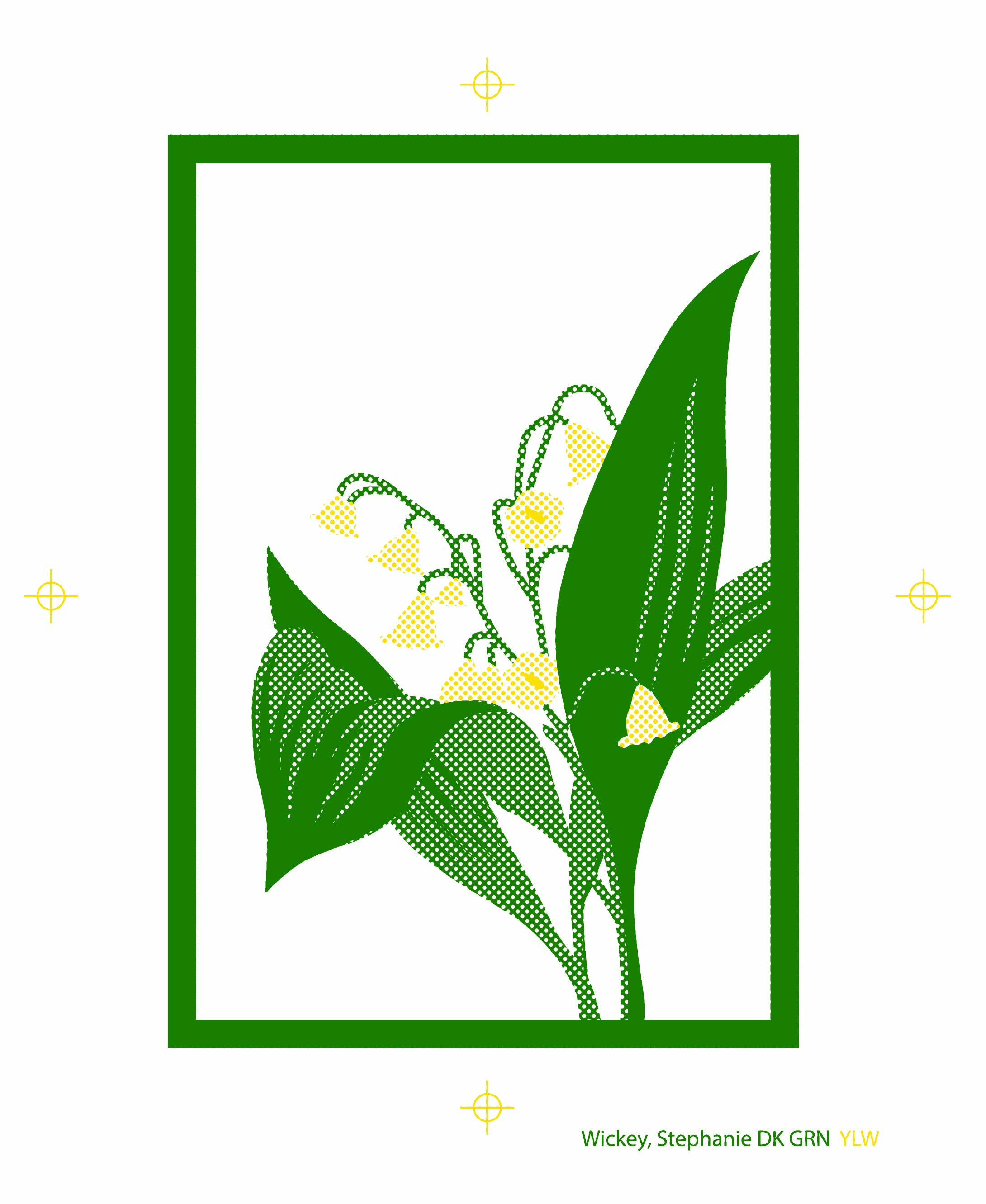 Yellow flowers on a green stem design