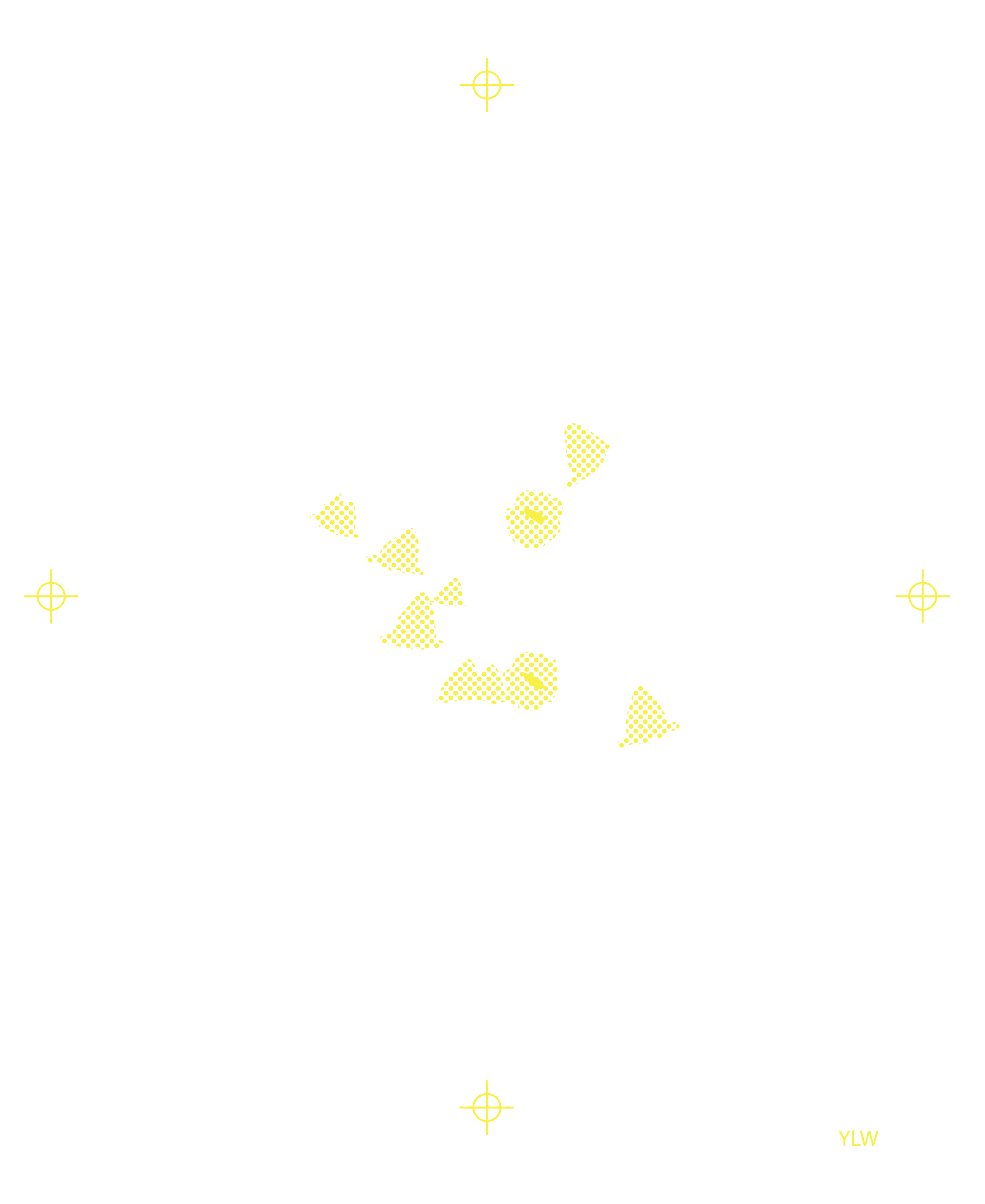 Yellow separation tif file for a 2 color flower design.